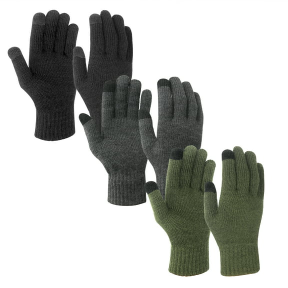 Lee Cooper Knitted Gloves Mens NEW Black Knit Warm Winter Adult